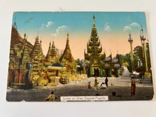 Scene on Shwe Dagone Pagoda India Vintage Pos...