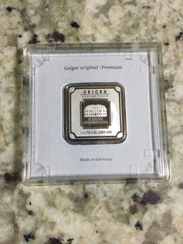 Geiger Edelmetalle 1 oz .999 Fine Silver Bar Original Square Series In OMP