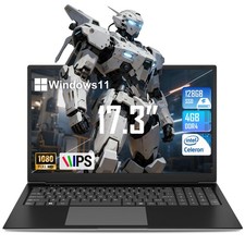 Laptop Computer 17.3 Inch Laptop 4GB DDR4 128GB SSD Webcam Up to 2.4GHz 8000 mAh