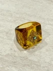 VTG Large Resin Ring Size 9.5 Square Amber Orange Jewel Gem Costume Jewelry