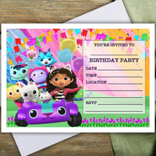 GABBY'S DOLLHOUSE PARTY INVITATIONS - 10 invites & envelopes