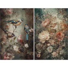 Vintage Birds Floral #2 | A4 Mulberry Rice Paper | Paper for Decoupage
