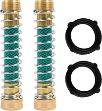 2 Pack Garden Hose Protector, Brass Hose Extension Adapter with Coil Spring, Gar