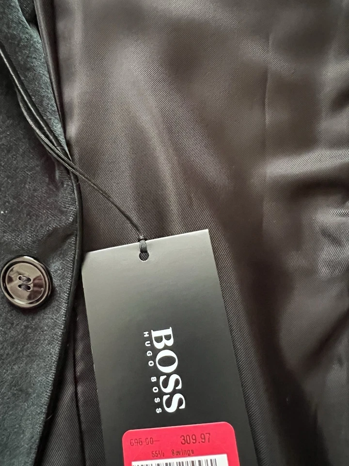 Hugo Boss Hombre Verde Terciopelo Ajuste Moderno Abrigo Deportivo Chaqueta Traje Talla 36S Foto 2 de 4