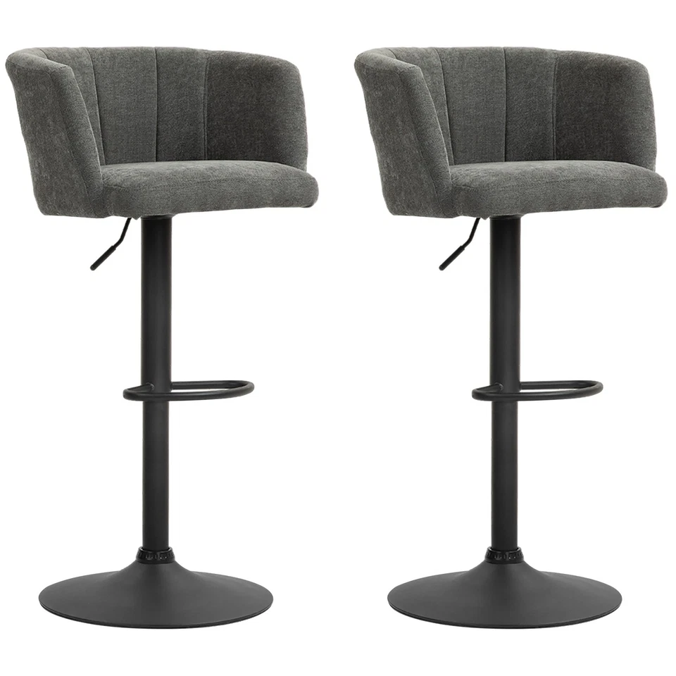 HOMCOM 2er-Set Barhocker, Bistrohocker mit Fußstütze, Drehbar Barstuhl - Bild 3 von 4