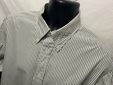 Faconnable Shirt Mens Sz 17 / 6 Green Striped Dress Button Up USA MADE Cotton C6