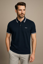 Boss Paddy Polo Shirt Medium M Dark Navy Whale Blue Cotton Mens Classic Golf