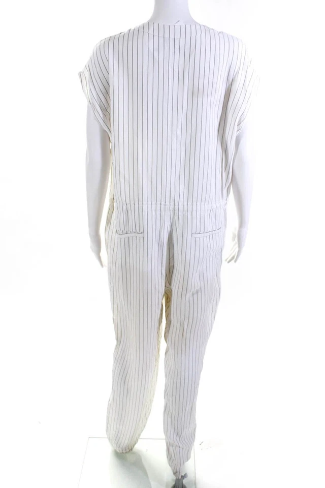 Mono para mujer Jason Wu a rayas cuello en V acanalado blanco verde talla 10 12177905 Foto 3 de 4