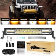 Auxbeam 22inch Led Driving Light Bar Whiteamber For Jeep Wrangler Jk Yj Cj Tj