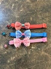Adjustable 3 Pc Cat Collar With Bell,Breakaway Bow Tie or Small Dog Puppy Collar