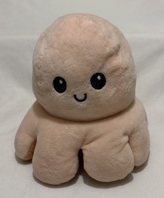 TeeTurtle Reversible Octopus Plush Mood Changing Stuffed Animal Pink & Tan EUC
