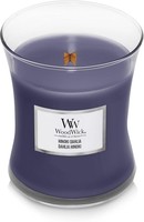 Woodwick Purple Medium Hinoki Dahlia Scented Jar Candle, Brand New in Box