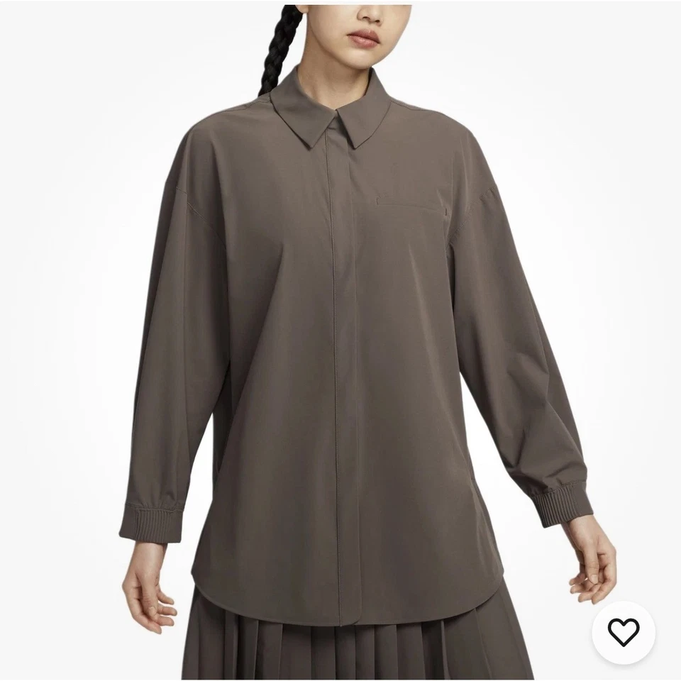 Nike Dri Fit 24.7 Mujer XL Marrón Manga Larga Camisa Abotonada Top Entrenamiento Nuevo con Etiquetas Foto 2 de 4