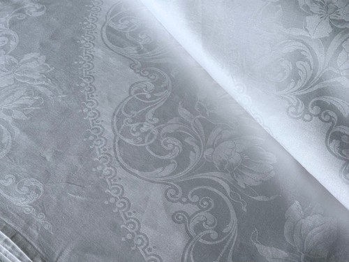 Antique Linen Damask Large Tablecloth Poppies 217cm / 85” - Picture 4 of 14