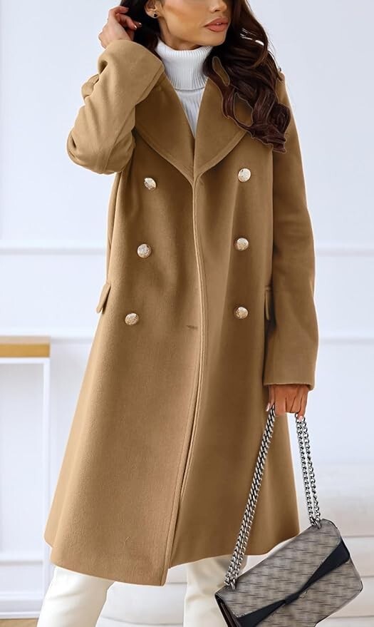 Women's Elegant Double-Breasted Winter 2-Piece Wool Trench Coat