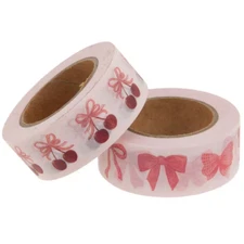 2 Rolls Cherries & Pink Bows  Washi Tape Decorative Planner Supply Craft