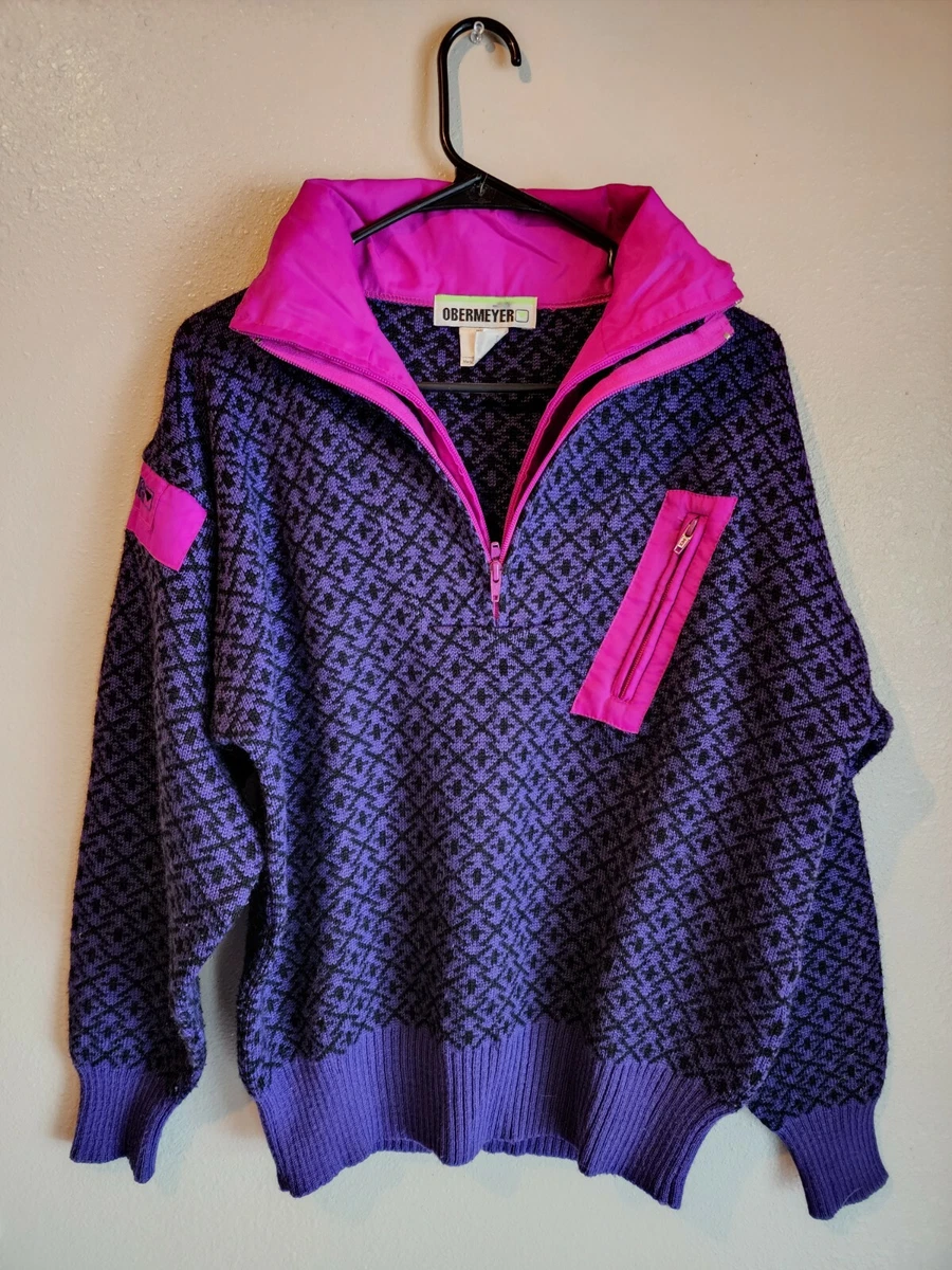 Vintage Men s Kess Obermeyer Sweater Double Zipped Collar Ski Snowboard