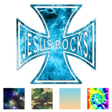 Jesus Rocks Cross - Vinyl Decal Sticker - Multiple Patterns Sizes - ebn408
