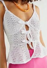 Image of Free People FP Beach Charlize Crochet Tank Top White Size L BNWT Free P&P UK