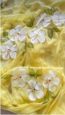 Handmade Brush Print Chiffon duptta  Soft,Natural flower Print Chiffon Dupatta