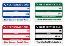 75X52mm Custom Maintenance Vehicle Next Service Due Label Stickers X100 X50 X10