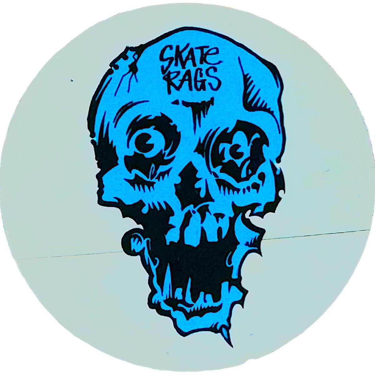 Vintage 1980s Skate Rags Sticker Circular Blue Skull | eBay