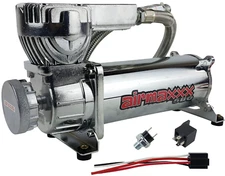 airmaxxx Chrome 580 Air Compressor with 120/150 Switch & Relay for Air Ride