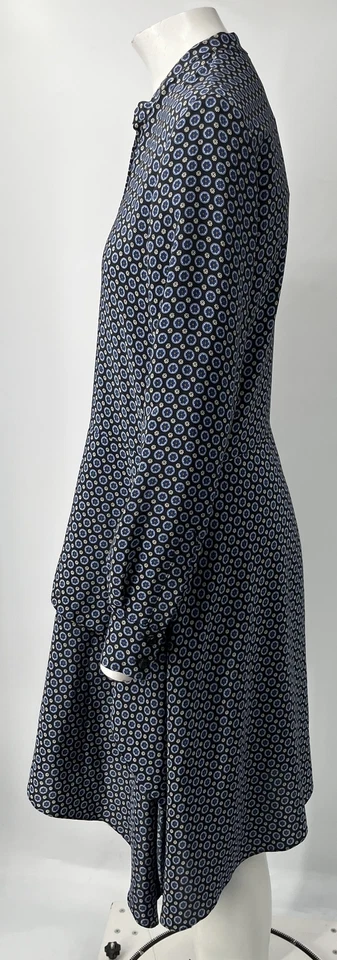 Stella McCartney 2017 蓝色花卉印花不对称丝绸长袖连衣裙,尺寸 42 — 第 2/4 张图片