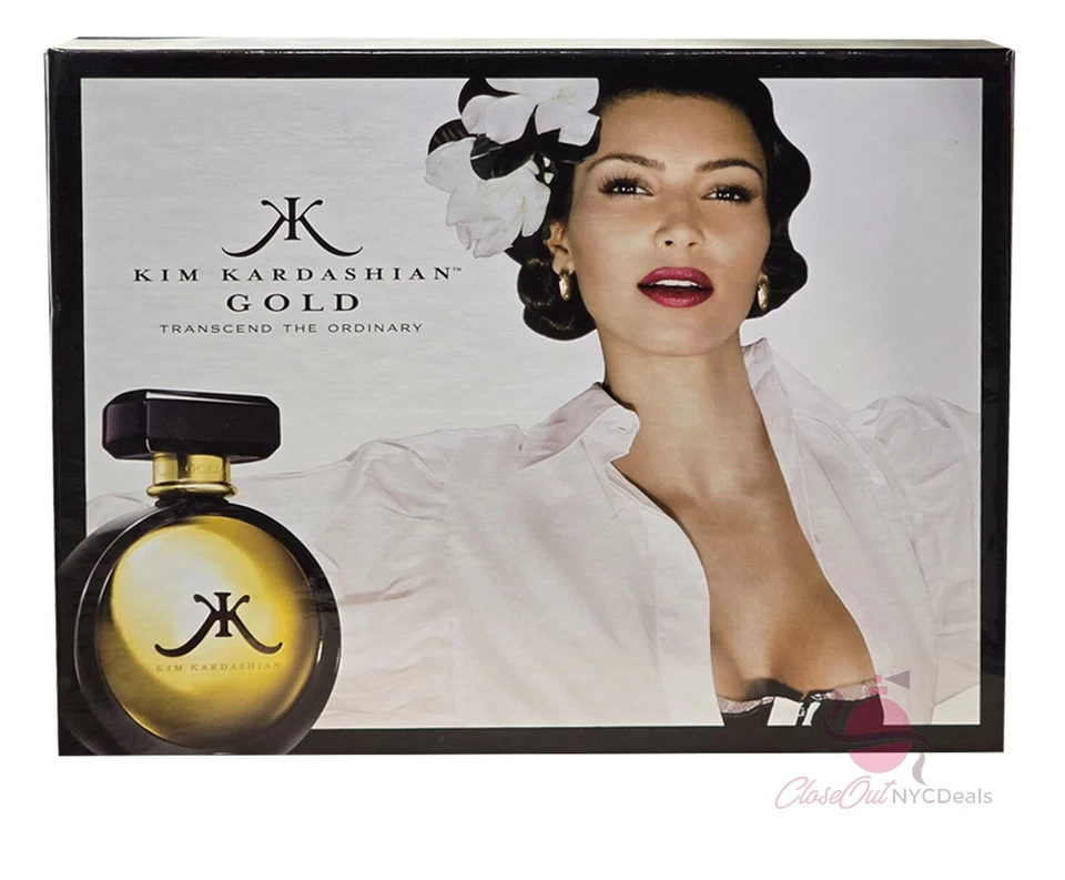 Kim Kardashian Perfume Oro 3 piezas Set de Regalo -3.4 OZ eau de parfum Spray + Loción + Lavado Foto 2 de 3