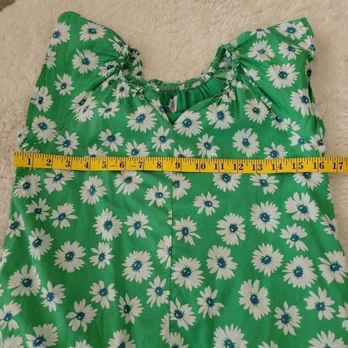 Gap Girls 8-9 Y Ruffle Neck Dress Size Medium In Stem Green Floral 100%Cotton - Picture 6 of 7