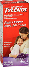 Tylenol Childrens Pain  Fever Suspension Grape Acetaminophen 4oz --