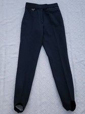 FERA Skiwear Women  s Ski Pants Size 8 Long Boot Stirrups Blue Wool Blend 8L