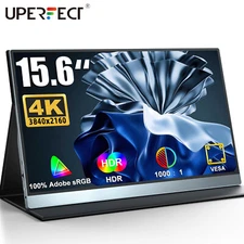 UPERFECT 15.6" 4K Monitor 3840×2160 Portable Monitor Laptop Extender USB C HDMI