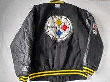 VTG 80s Authentic NFL Logo Steelers logo VARSITY JACKET Leather Rare
