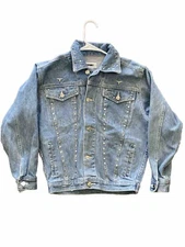 VTG Gitano Denim Jacket Women’s Medium (12-14)Studded Longhorn Blue Denim Jacket
