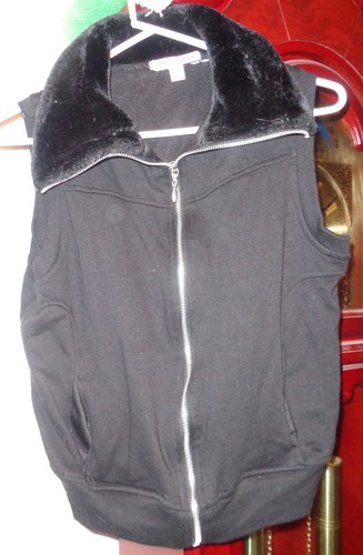 M señoras para mujer Carolyn Taylor Chaleco Negro Cremallera Bolsillos Sudadera  Cuello de piel sintética | eBay