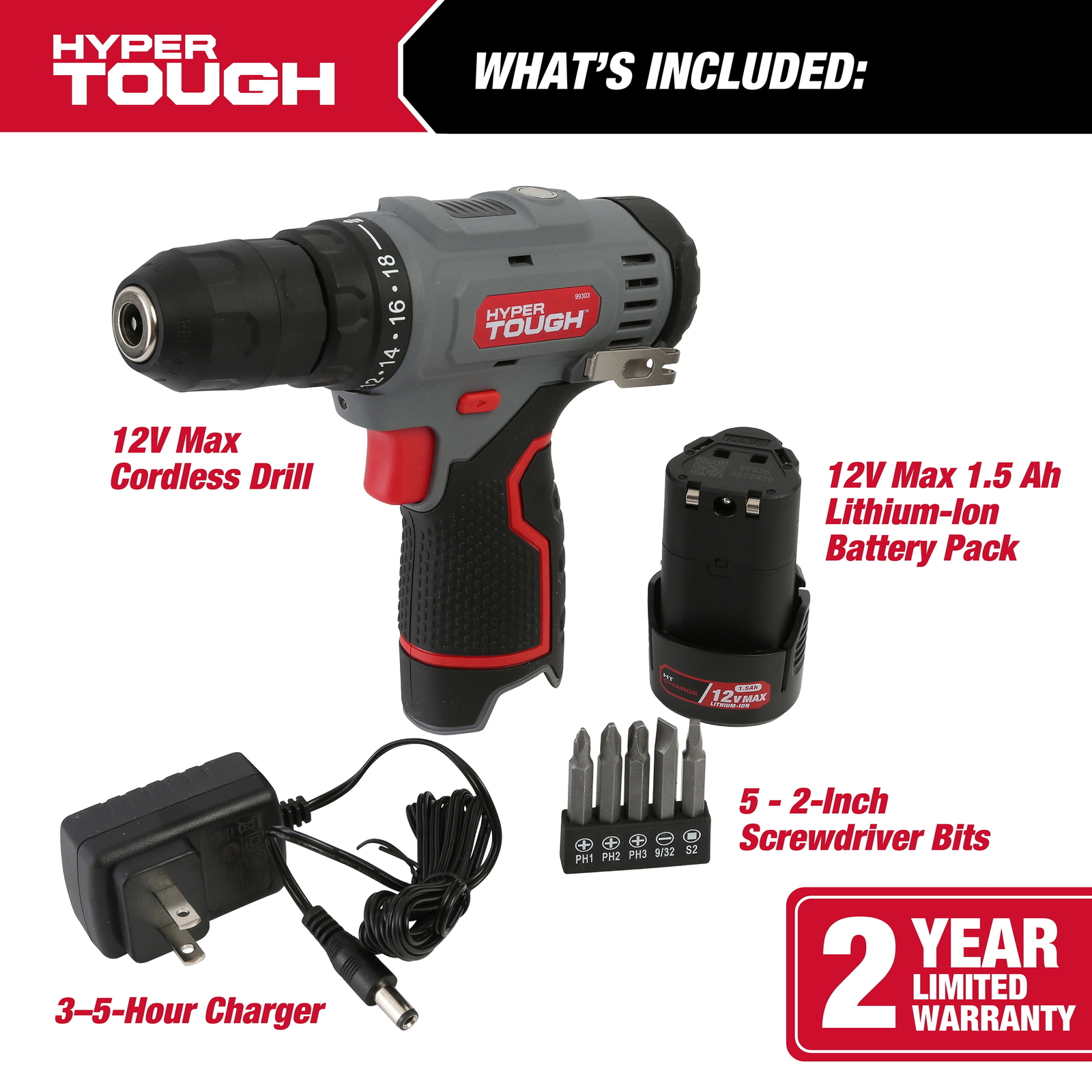 12V Max Lithium-Ion Cordless 3/8-inch Drill Driver with 1.5Ah Battery, 99303