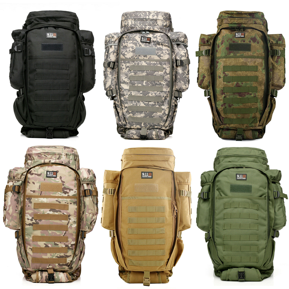 72L Large Military Tactical Backpack Rifle Bag Expandable Hiking Molle ...