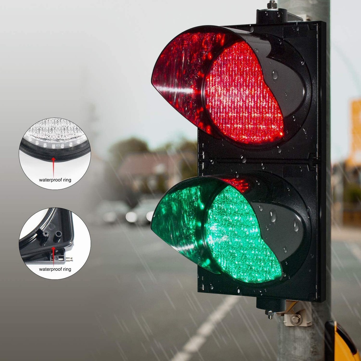 100mm LED Pedestrian Traffic Light – Waterproof, Remote Control (500M), DC12V-24V/AC85-265V, For Crosswalks, Construction