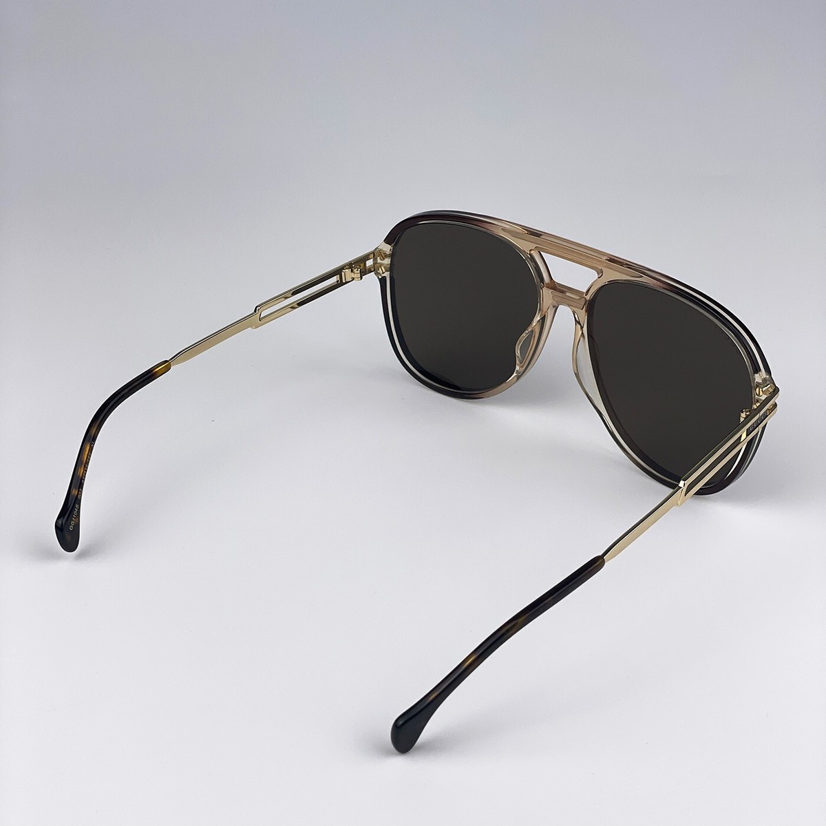 Gucci Men Sunglasses Transparent Brown Gold Brown Pilot  display picture 2