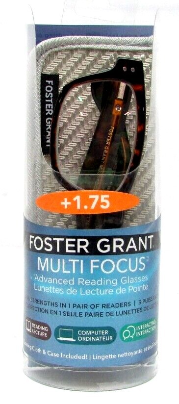 Foster Grant Multi-Focus WES Reading Glasses With Case - Pick Your Diopter Strength