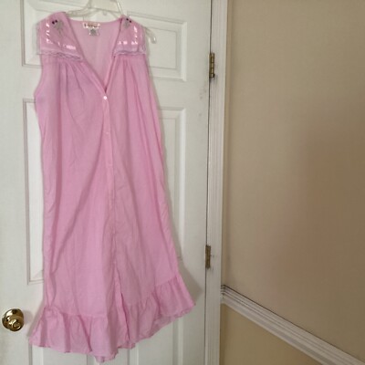 Eves Essence Nightgown M Pink  lightweight long Sleeveless Vintage 