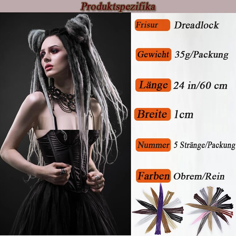 60cm Dreadlocks Extension Ombre Blond Kunsthaar Dreads Locs Haarverlängerungen - Bild 3 von 4