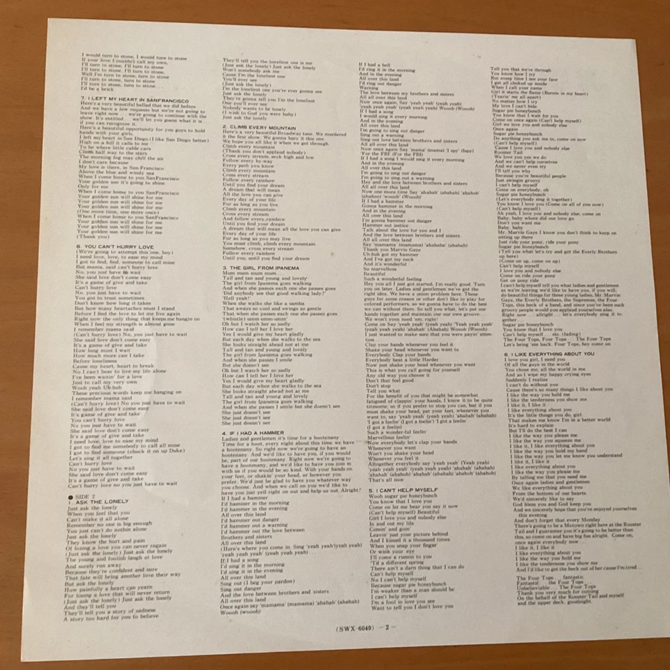 FOUR TOPS LIVE JAPAN LP OBI SWX-6049 - Image 4 of 4