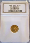 1854 $1 type 2 gold dollar - small head Indian princess NGC AU58