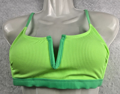 Macys Salt+Cove Womens Small Neon Green Ribbed Bikini Swim Top NWT