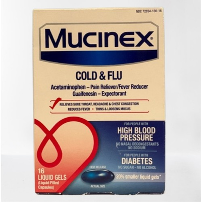 #ad #ad Mucinex Cold amp; Flu High Blood Pressure Liquid Gels 16 ct. EXP JULY 2025 $7.49