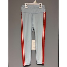 Hanna Andersson Kids Light Blue Red Side Stripe Fleece Lined Leggings Size 6-7