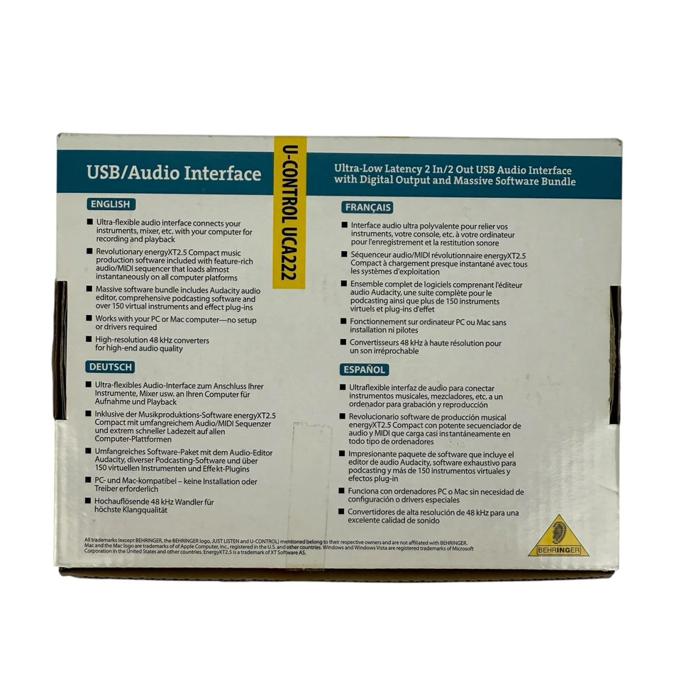 U-CONTROL UCA222 Ultra-Low Latency 2 In/2 Out USB Audio Interface with Digital - Image 3 of 4