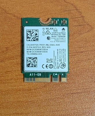 Intel Dual Band 7265NGW DELL WLAN Karte - PN 0K57GX - Bluetooth 4.2